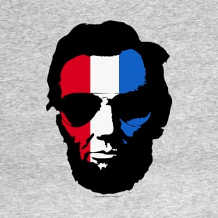 Cool Abraham Lincoln Wearing Aviator Sunglasses (Red White and Blue) T-Shirt